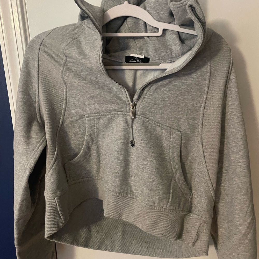 Woman’s gray Half-Zip Hoodie by trendy queen